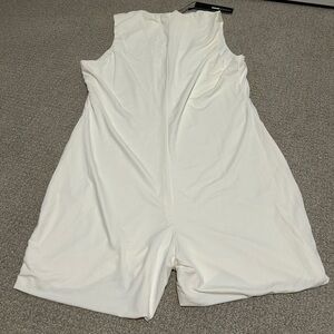 Fashion Nova Off-white Zip-Up Romper